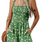 💃Kvinnor Sommar Square Neck Sleeveless Lös Casual Kort Smockad Romper✨