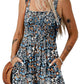 💃Kvinnor Sommar Square Neck Sleeveless Lös Casual Kort Smockad Romper✨