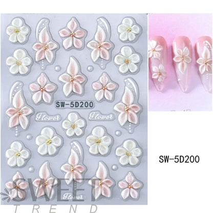 ✨Heta erbjudande: 1+1 GRATIS!✨5D-blommiga nageldekaler
