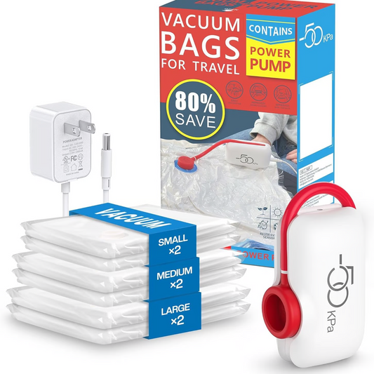 ⏰2025 New Arrival🧳6-pack USB elektriska vakuumkompressionspåsar - spara utrymme och reseljus!