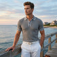 👕 50% RABATT! 🌞 Somrig Casual Kortärmad Pikétröja – Andningsbar Bomull, Modern Passform & Perfekt För Avslappnade Dagar 🏖️