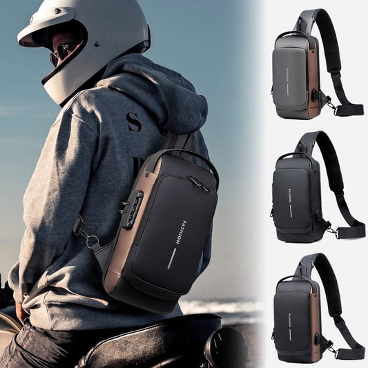 🔒🎒 Sportaxelväska med USB-laddning – stöldsäker design, dolda fack & perfekt för pendling, resa & vardag, ladda mobilen när du går 🚶‍♂️