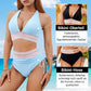 💥Bikinset med hög midja, magkontroll och färgblocksdesign👙
