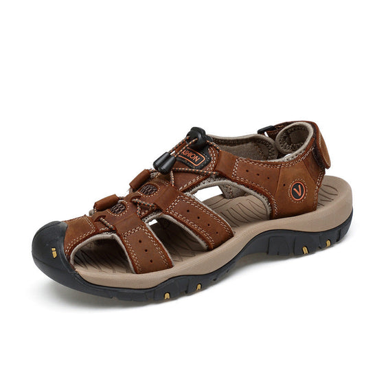 👟 50% RABATT NU! ☀️ Bekväma Utomhusstrandskor i Läder – Stängt Tåskydd & Halksäker Sula – Perfekt för Strand, Resor & Vardag – Finns i Flera Färger 🌊