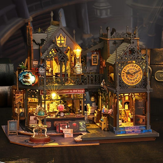 🏰 3D Träpussel, Handgjort Träpussel, 1 Set DIY Book Nook Kit, DIY Modellkit, 3D Skrivbordsdekoration, DIY Modellkit för Bokhyllesdekoration, Hantverk