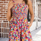 💃Kvinnor Sommar Square Neck Sleeveless Lös Casual Kort Smockad Romper✨