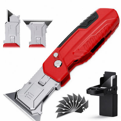 🔪 50% RABATT NU! 🏕️ 2-i-1 Kniv & Skrapa – Hopfällbar och Rostfri för Matlagning, Bilvård & Friluftsliv 🛠️