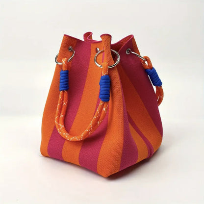 ⏳Begränsat erbjudande 50% rabatt⏰Randig Stickad Hinkväska👜