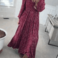 💃Maxiklänning för damer i rayon med blommönster, smockad midja och foder