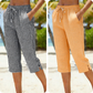 👖 50% RABATT NU! 🌿 Capri-byxor i Rutmönster för Dam – Andningsbart Bomull/Linne – Elastisk Midja & Sidfickor – Perfekt för Sommar & Semester ☀️