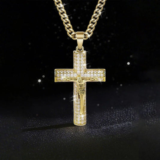 ✝️ 50% RABATT NU! 🔥 Jesus Krucifix Halsband – 14K Äkta Guldbelagt, Andligt Skydd & Presentredo Box 🙏