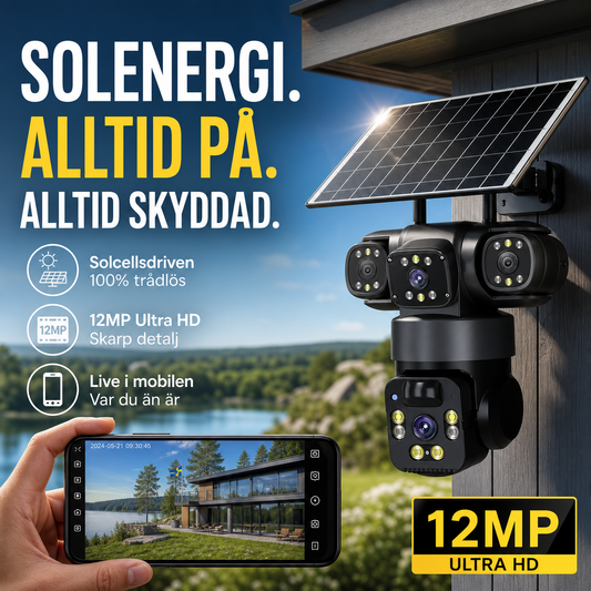 💥 50% RABATT 🔒 Smart solcellskamera ☀️ Flera vinklar, 24/7 övervakning & helt utan kablar – trygghet för hemmet 🏡