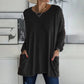 💖SISTA DAGEN AV REAN 50 % RABATT🥰【S-5XL】Rund hals Långärmad lös ficka Solid T-shirt