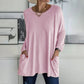 💖SISTA DAGEN AV REAN 50 % RABATT🥰【S-5XL】Rund hals Långärmad lös ficka Solid T-shirt