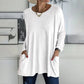 💖SISTA DAGEN AV REAN 50 % RABATT🥰【S-5XL】Rund hals Långärmad lös ficka Solid T-shirt