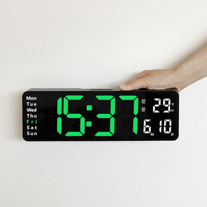 ⚡40cm digital klocka med temperatur, datum, automatisk sommartidsinställning, nattbelysning och automatisk ljusstyrka