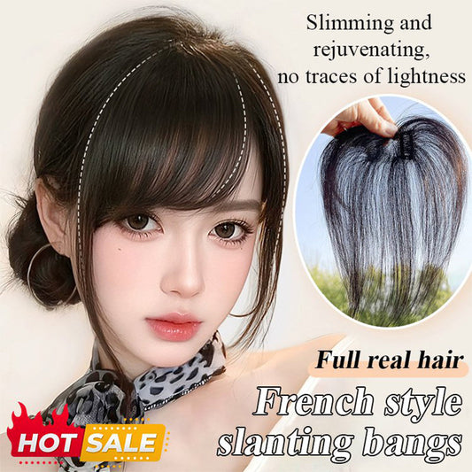 💇‍♀️ 50% RABATT! ✨ Sömlös Clip-on Frisyr med Franska Luggperuk – Naturlig Look, Enkel Att Applicera & Perfekt För Snabb Stilförändring 🌸