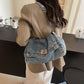👜 🧵 Retro denim kedjerem väska – stor kapacitet, vintage & hållbar – perfekt för vardag och fest ✨