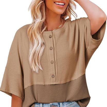 ⌛50% rabatt för en begränsad tid!!! 🌿 Casual knapp ner Waffle stickad topp