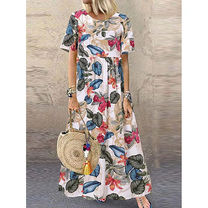 👗 50% RABATT 🌸 | Lång Kjol i Ren Bomull – Vintage Tryck & Ledig Passform