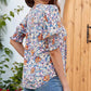 🌺 50% RABATT NU! 👚 Kvinnors Blommig V-ringad Puffärm Blus – Romantiska Puffärmar, Konstnärligt Blommönster & Mångsidig Stil ✨
