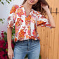 🌺 50% RABATT NU! 👚 Kvinnors Blommig V-ringad Puffärm Blus – Romantiska Puffärmar, Konstnärligt Blommönster & Mångsidig Stil ✨