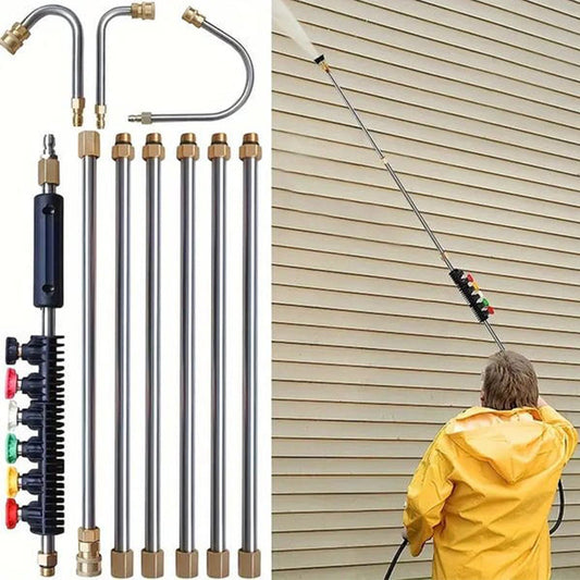 💧4000 PSI teleskopisk högtryckstvättstav för stuprännor,🏘 takavvattning och väggrengöring