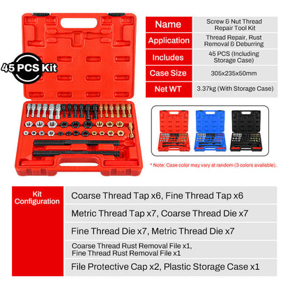 🔧Screw & Nut Thread Repair Tool Kit - Repair, Rust Removal, Deburring🔧