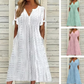 👗 50% OFF NOW!✨ Elegant V-Neck Dress with Cutouts – Airy Cotton Linen & Intricate Hollow Pattern – Perfect for Summer Parties & Romantic Evenings 🌸