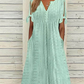 👗 50% OFF NOW!✨ Elegant V-Neck Dress with Cutouts – Airy Cotton Linen & Intricate Hollow Pattern – Perfect for Summer Parties & Romantic Evenings 🌸