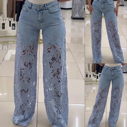 🌸 Fashion Lace Jeans (begränsad upplaga)