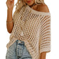 💕 54% RABATT ☀️ | Dam Sommar Scoop Neck Tröja – Virkad & Hålmönstrad Strandoverdrag