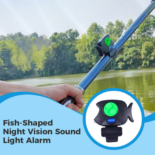 Fiskformad nappalarm med ljud & ljus för nattfiske