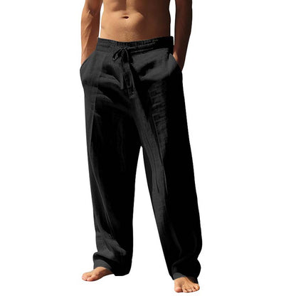 👖 46% RABATT 🌿 | Lediga Linnebyxor för Herr – Rak Ben & Dragsko i Midjan