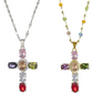 💎 50% RABATT NU! ✝️ Färgglatt Halsband med Korshänge i Strass – Livfull Gnista, Justerbar Längd & Meningsfullt Statement ✨