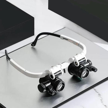 🔥50% RABATT NU!🔥 LED-Glasögonförstoringsglas 8x/15x/23x | Med LED-lampor och utbytbara linser