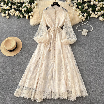 💥Hett tips💥50% OFF✨✨Vintage broderad klänning med lanternärmar