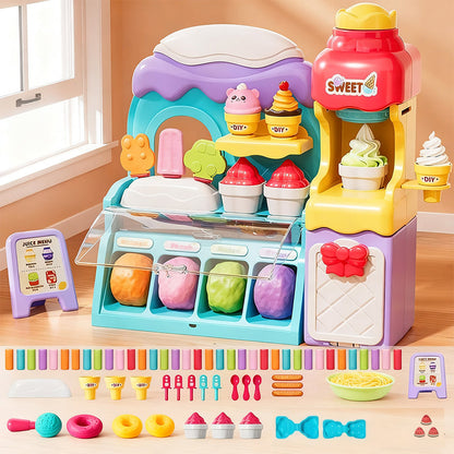 🎄 50% RABATT! 🍦 DIY GLAS-DEGSET - 6 Färger & 10 Verktyg, Giftfri Sensorisk Lek för Rollspel, Perfekt Present till Barn 3-8 År 🎁✨