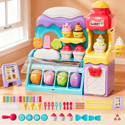 🎄 50% RABATT! 🍦 DIY GLAS-DEGSET - 6 Färger & 10 Verktyg, Giftfri Sensorisk Lek för Rollspel, Perfekt Present till Barn 3-8 År 🎁✨