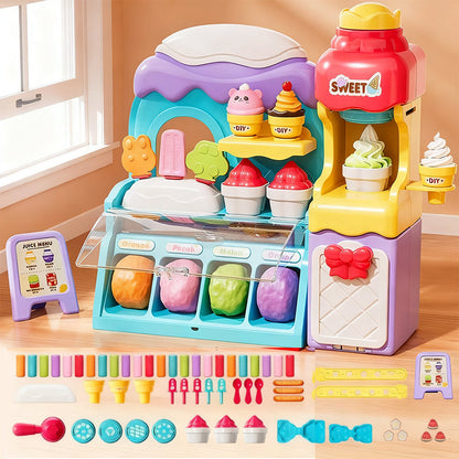 🎄 50% RABATT! 🍦 DIY GLAS-DEGSET - 6 Färger & 10 Verktyg, Giftfri Sensorisk Lek för Rollspel, Perfekt Present till Barn 3-8 År 🎁✨