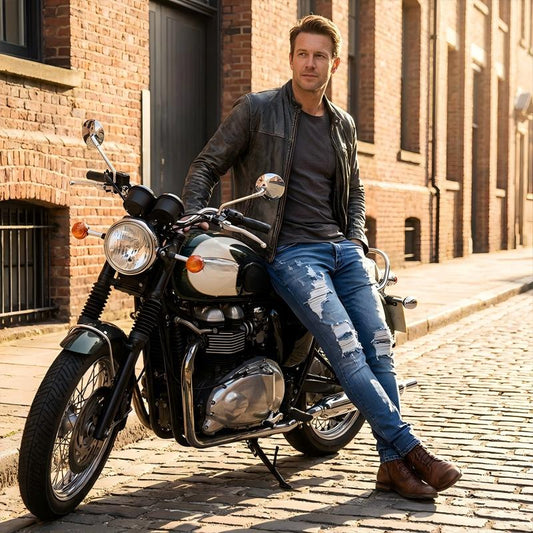 👖58% RABATT! 🔥 Snygga slitna skinny jeans för män – Slim Tapered Passform, Andningsbar Bomull och Eleganta Rivna Detaljer