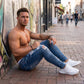 👖58% RABATT! 🔥 Snygga slitna skinny jeans för män – Slim Tapered Passform, Andningsbar Bomull och Eleganta Rivna Detaljer