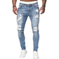 👖58% RABATT! 🔥 Snygga slitna skinny jeans för män – Slim Tapered Passform, Andningsbar Bomull och Eleganta Rivna Detaljer