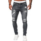 👖58% RABATT! 🔥 Snygga slitna skinny jeans för män – Slim Tapered Passform, Andningsbar Bomull och Eleganta Rivna Detaljer