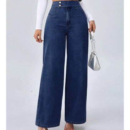💖Högmidjade jeans med vida ben för damer
