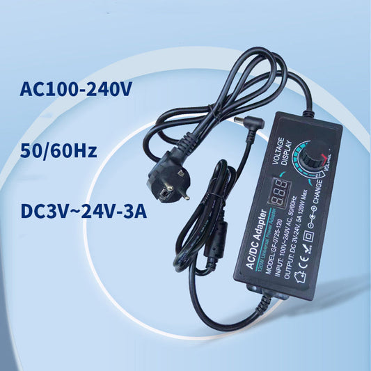🔌50% RABATT⚡ Justerbar AC/DC-nätadapter, 3V–24V 3A, passar många elektriska apparater🔋