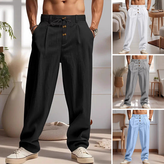 👖 50% RABATT 🌿 | Raka Linnebyxor – Dragsko & Andningsbar Passform
