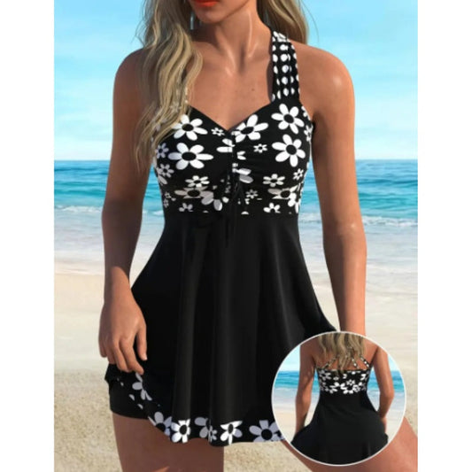 🔥🎁Nyhet 49 % RABATT🔥Dam-tankini-baddräkter med blommönster och boyshorts