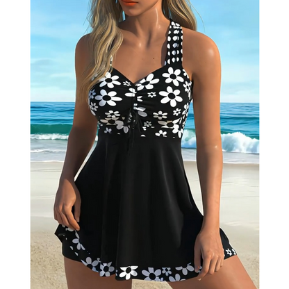 🔥🎁Nyhet 49 % RABATT🔥Dam-tankini-baddräkter med blommönster och boyshorts