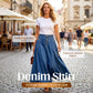 Vintage A-linjeformad Jeanskjol med Knappar